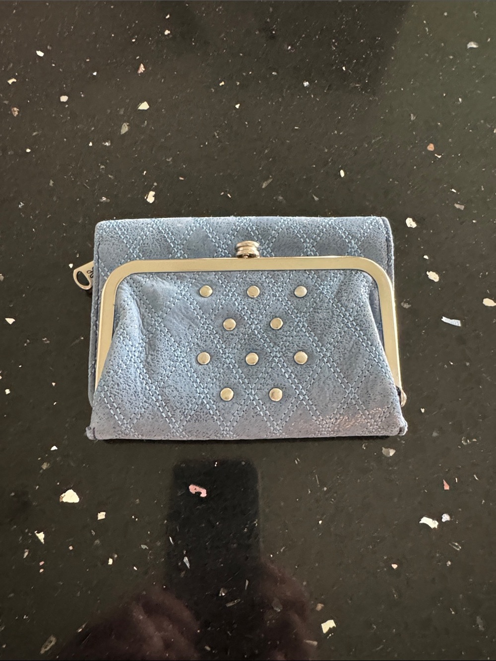 HOBO Robin Compact Wallet in Azure Buffed Leather